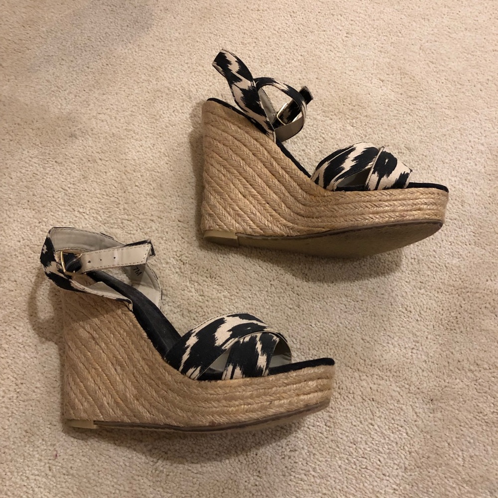 Ikat ankle strap wedges